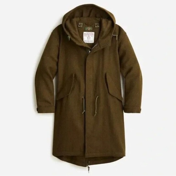 BEAMS Japan X J Crew Harris Tweed Coat Jacket Military Green Men’s Small $1198 - Picture 14 of 14